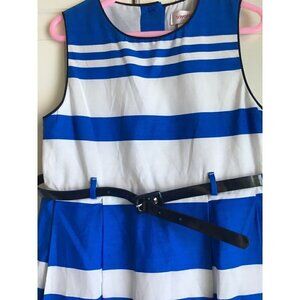 Savannah Size Sleeveless Dress Girls 6‎ Striped Royal Blue And White Belted